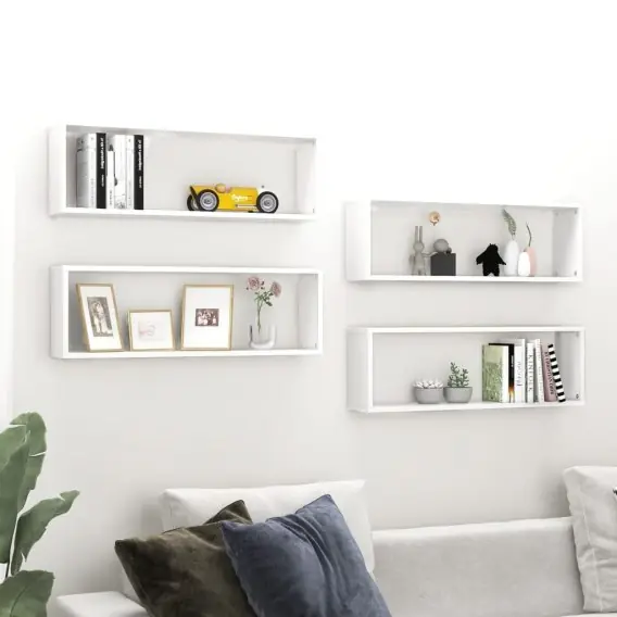 Okazja Półki ścienne kostki, 4 szt., białe, 80x15x26,5 cm, płyta Lumarko! - Hurtownia wielobranżowa Lumarko